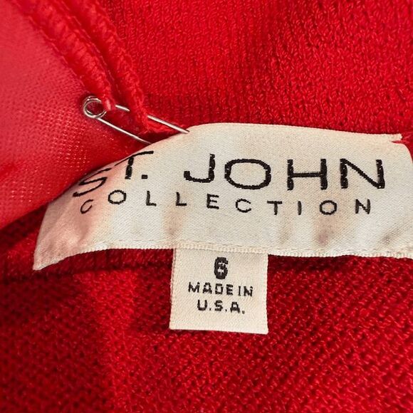 St. John Santana Knit Textured Wool Blend Sweater Zip Mandarin Collar Size 6 - Picture 7 of 13